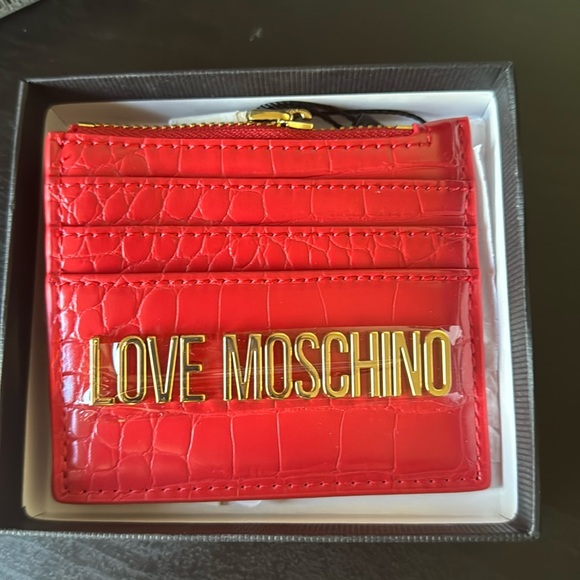 Love Moschino Handbags - Love Moschino Red Croc Card Holder
